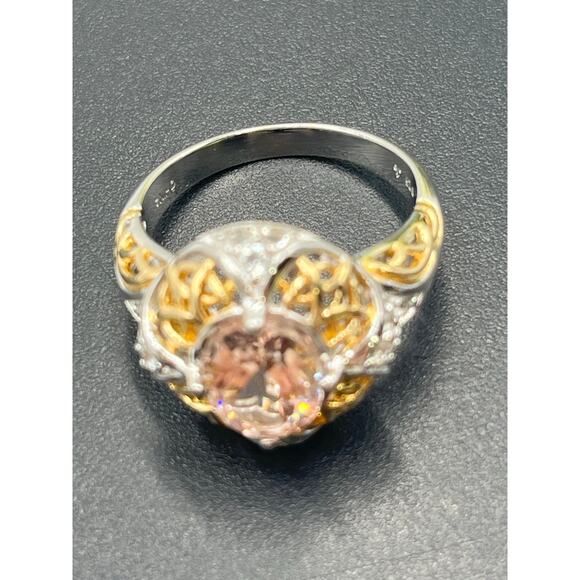 Victoria Wieck Oval Morganite Topaz Oval Sterling Silver Vermeil‎  Ring Sz 10.5 - Picture 10 of 14